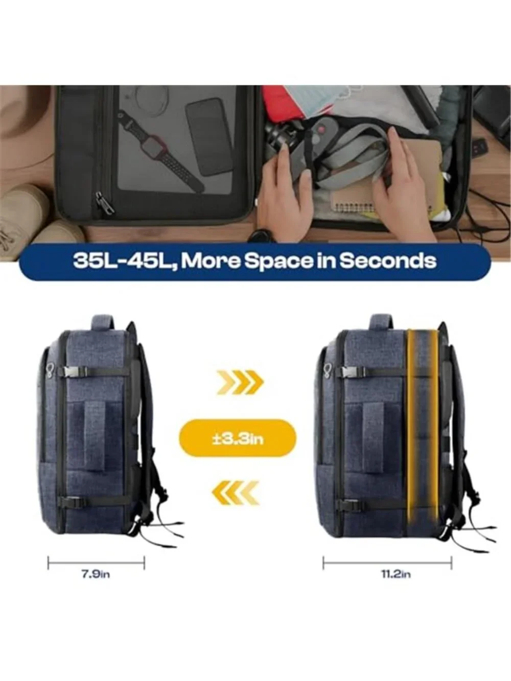 35L 45L Expandable Travel Backpack TSA Approved Carry On Fits 17 Inch Laptop